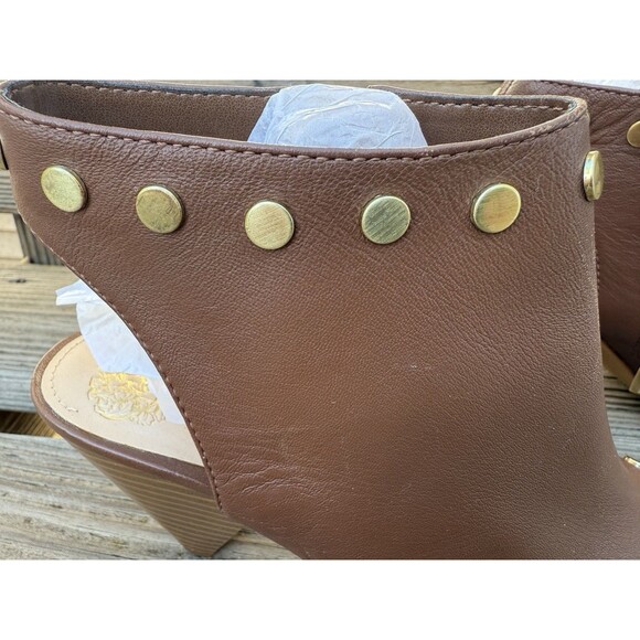 Vince Camuto Edia Tan Leather Studded Peep Toe Ankle Booties, 8W - Picture 3 of 16